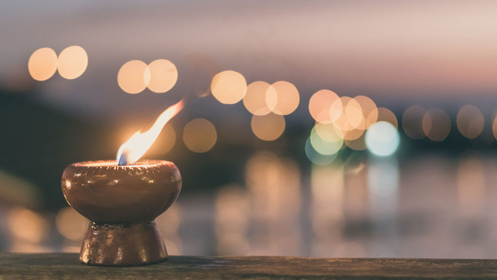 Candle with a blurry background