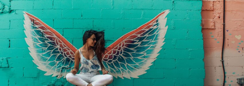 woman with angel wings